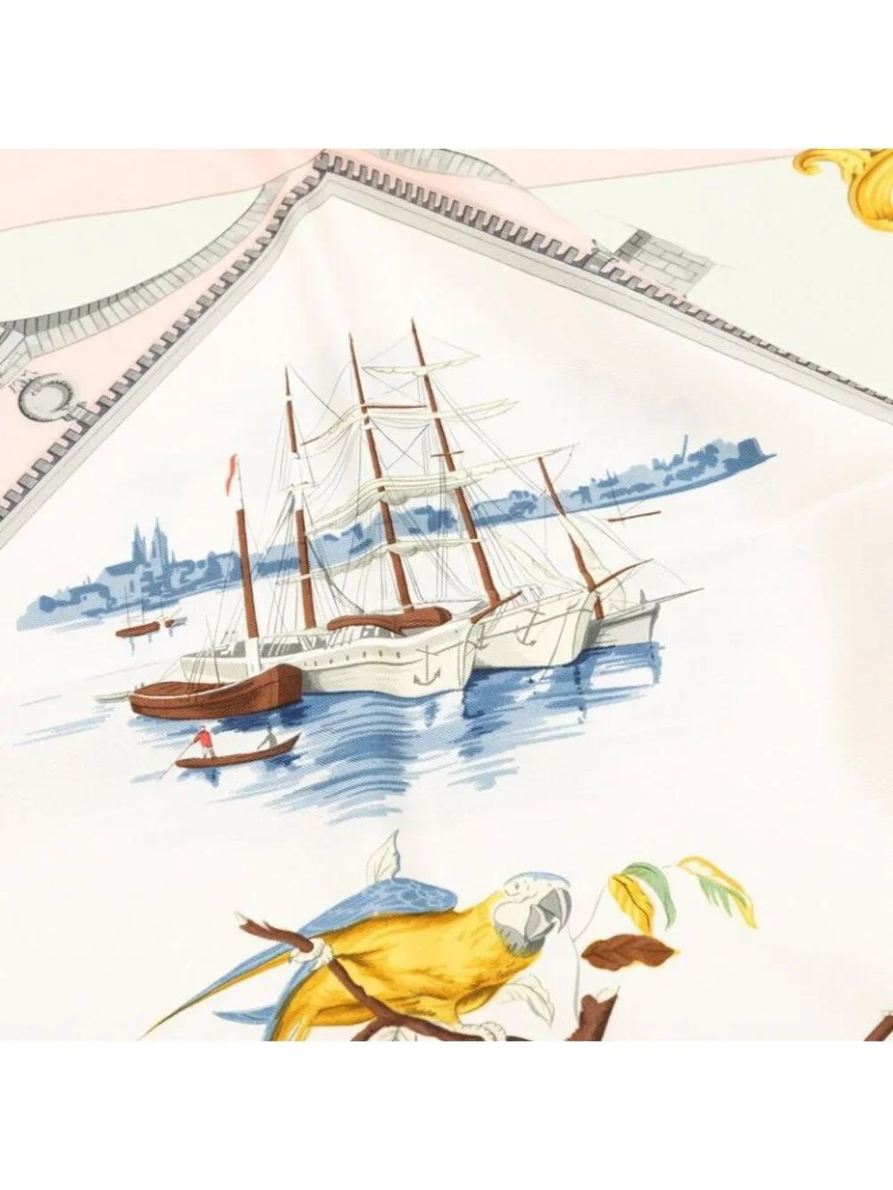 Hermes Carre 90 Bordeaux Porte Oceane City Entrance Scarf Pink Multicolor Silk - Picture 4 of 8